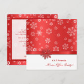 Winter Red & White Snowflake Kantoor Party Kaart (Voorkant / Achterkant)