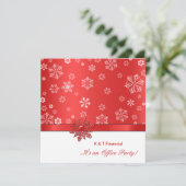 Winter Red & White Snowflake Kantoor Party Kaart (Staand voorkant)