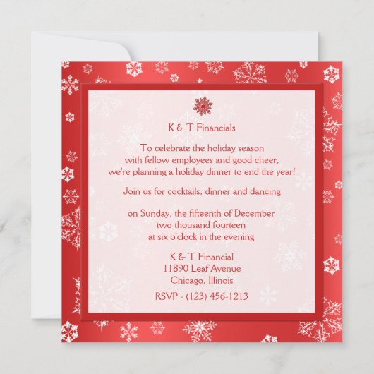 Winter Red & White Snowflake Kantoor Party Kaart