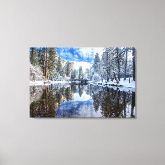 Winter Reflection op Yosemite Canvas Afdruk (Voorkant)