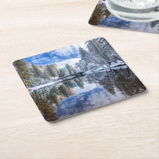 Winter Reflection op Yosemite Kartonnen Onderzetters (Schuin)
