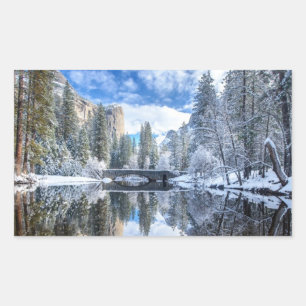 Winter Reflection op Yosemite Rechthoekige Sticker