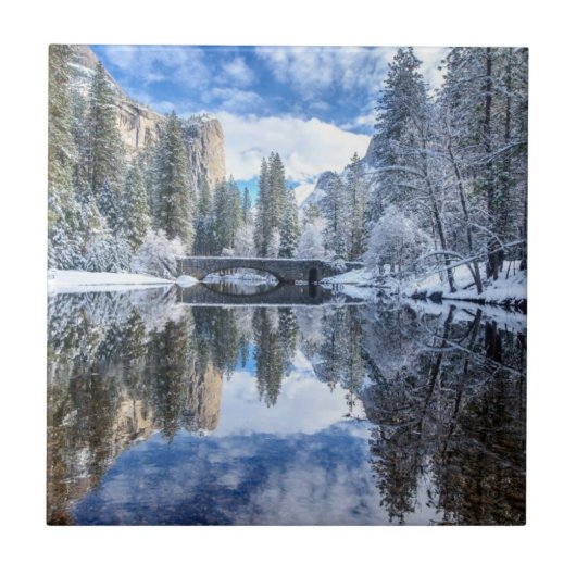 Winter Reflection op Yosemite Tegeltje (Voorkant)