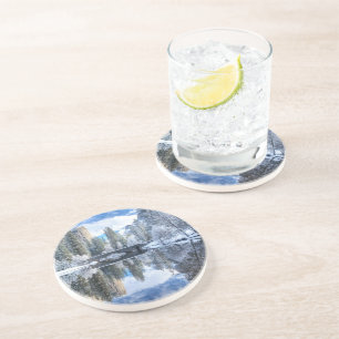 Winter Reflection op Yosemite Zandsteen Onderzetter