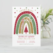 Winter Regenboog Kerst Meisje Baby Shower Kaart (Staand voorkant)