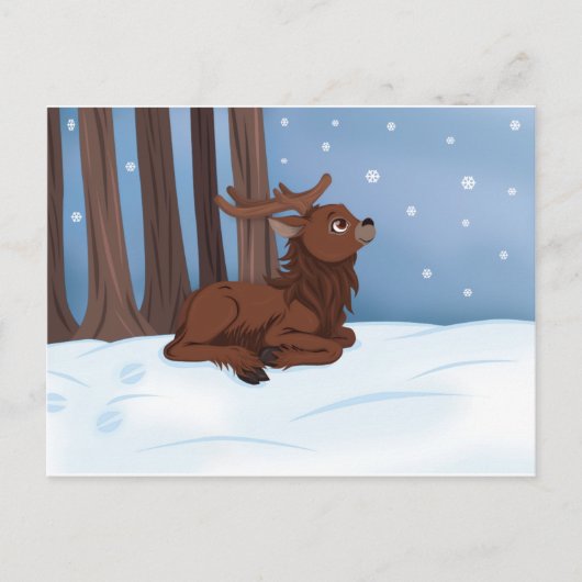 Winter Reindeer Briefkaart (Voorkant)