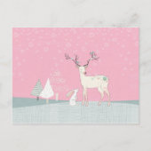 Winter Reindeer en Bunny op de valsneeuw Briefkaart (Voorkant)