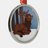 Winter Reindeer Metalen Ornament (Rechts)