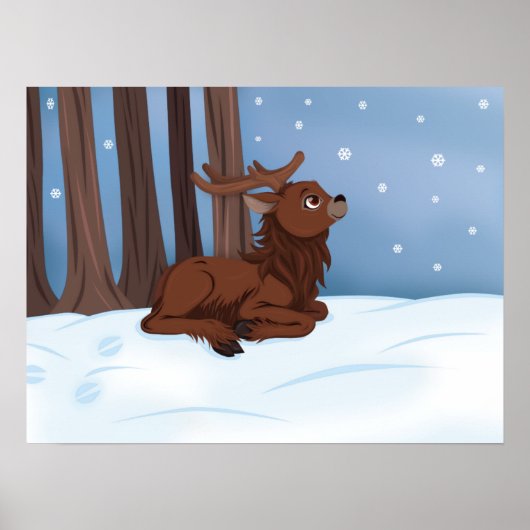Winter Reindeer Poster (Voorkant)