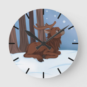 Winter Reindeer Ronde Klok