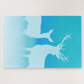 Winter Reindeer Silhouette Legpuzzel (Horizontaal)