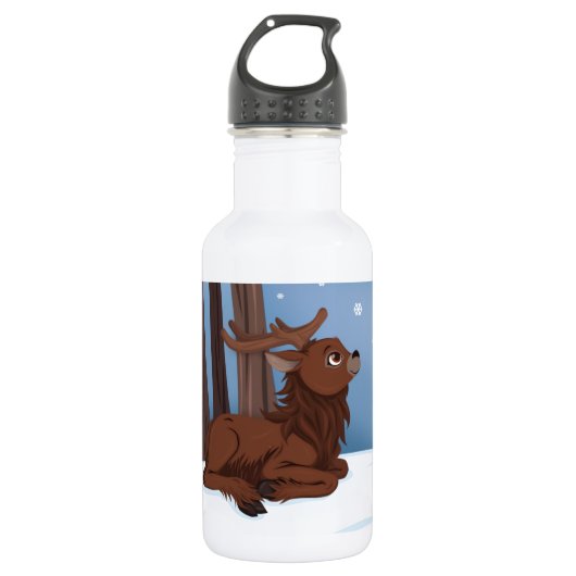 Winter Reindeer Waterfles (Voorkant)
