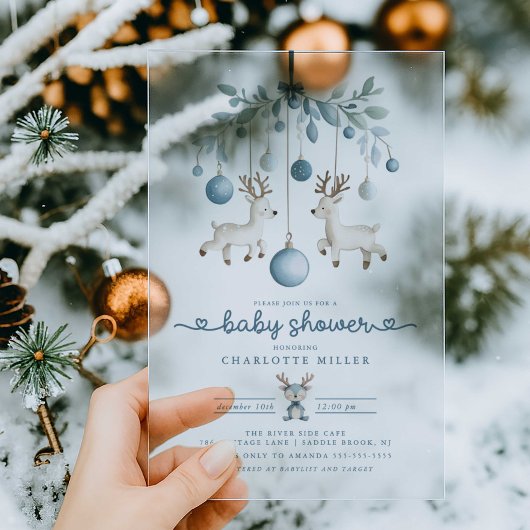 Winter Rendier Baby shower Uitnodiging