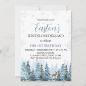 Winter Rendier Kerstmis Verjaardag Uitnodiging (Voorkant)
