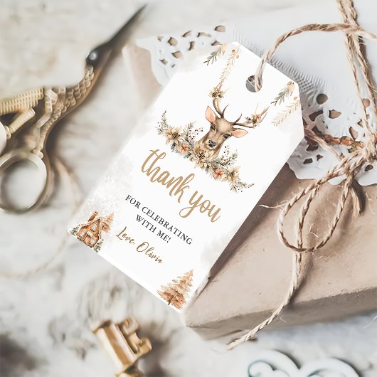 Winter rendier Kerstmis Verjaardagsgunst Cadeaulabel