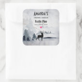 Winter rendier rustieke grijze Waterverf kaars zee Vierkante Sticker (Tas)