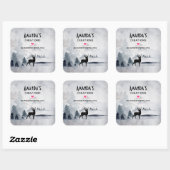 Winter Rendierbedrijf Rustic Grey Waterverf Busine Vierkante Sticker (Vel)