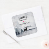 Winter Rendierbedrijf Rustic Grey Waterverf Busine Vierkante Sticker (Envelop)