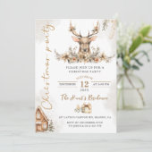 Winter rendieren bloemenkerstfeest kaart (Staand voorkant)