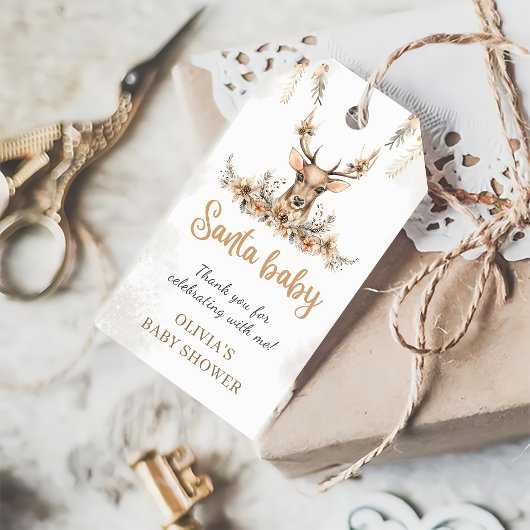 Winter rendieren Kerstmis Santa Baby shower Favor Cadeaulabel