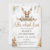 Winter rendieren Kerstmis Verjaardagsfeest Bloemen Kaart (Voorkant)