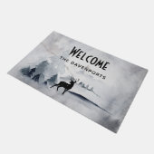 Winter rendieren rustieke grijs Waterverf welkom Deurmat (Schuin)