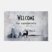 Winter rendieren rustieke grijs Waterverf welkom Deurmat (Voorkant)