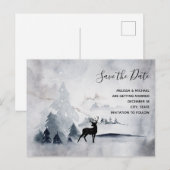 Winter rendieren rustieke grijze bruiloft Save the Uitnodiging Briefkaart (Voorkant / Achterkant)