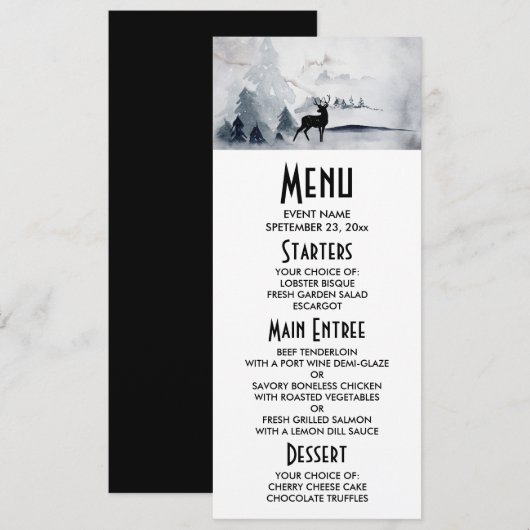 Winter rendieren rustieke Waterverf bruiloft Kaart (Voorkant / Achterkant)