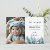 Winter rendieren Verjaardag foto dank u kaart (Staand voorkant)