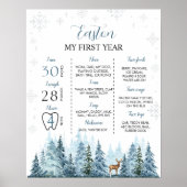 Winter rendieren verjaardagsfeestje mijlpaal Poste Poster (Voorkant)