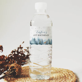 Winter rendieren verjaardagsfeestje waterfles labe etiket