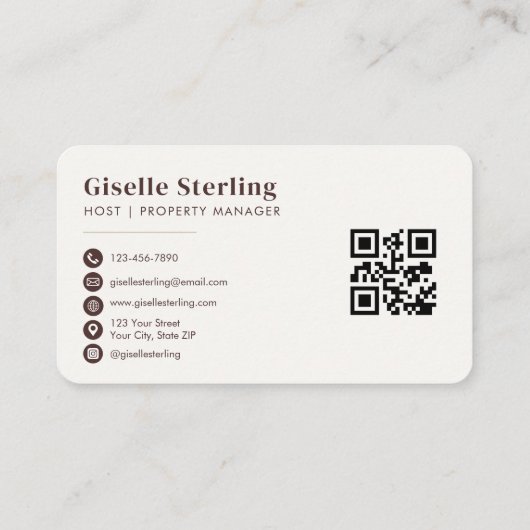 Winter Rental Property QR Code Visitekaartje (Achterkant)