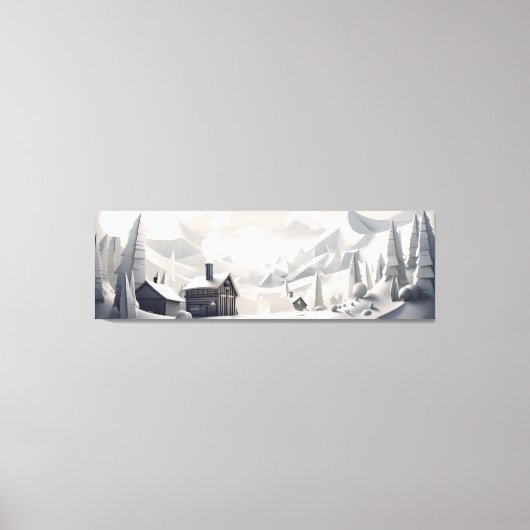 Winter Retreat: Cozy Mountain Landscape Canvas Afdruk (Voorkant)