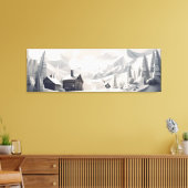 Winter Retreat: Cozy Mountain Landscape Canvas Afdruk (Insitu (Woonkamer))