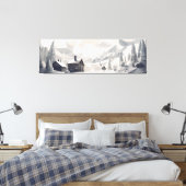 Winter Retreat: Cozy Mountain Landscape Canvas Afdruk (Insitu (Slaapkamer))