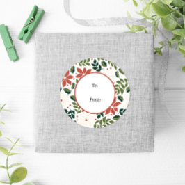 Winter Retro Floral Poinsettia Kerstmis Ronde Sticker