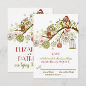 Winter Retro is eigenaar van Floral Holiday RSVP-k Kaart (Voorkant / Achterkant)