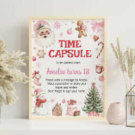 Winter Retro Kerstmis Verjaardag Tijd Capsule Bord Poster