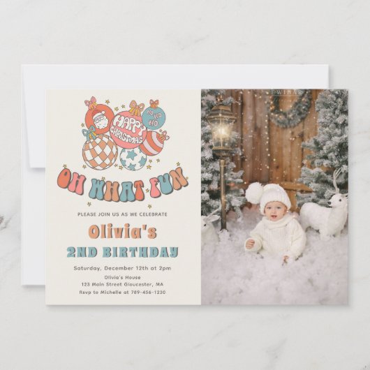 Winter Retro Sinterklaas Kerstmis Verjaardag Foto Kaart (Voorkant)