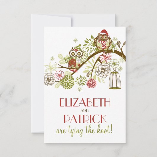 Winter Retro Uilen Bloemrijke Holiday Ontvangstkaa Kaart (Achterkant)