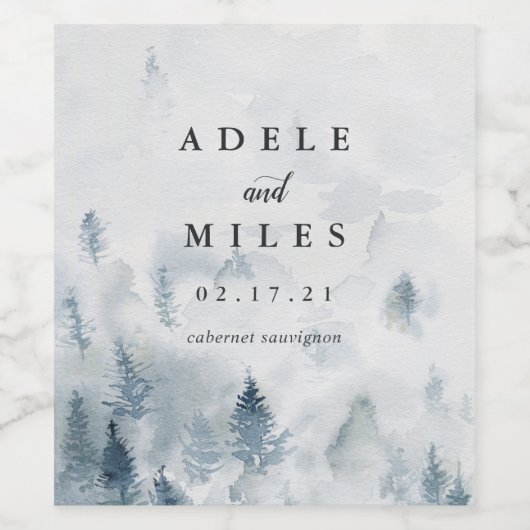 Winter Reverie | Aangepaste bruiloft Wijn Etiket (Enkel label)