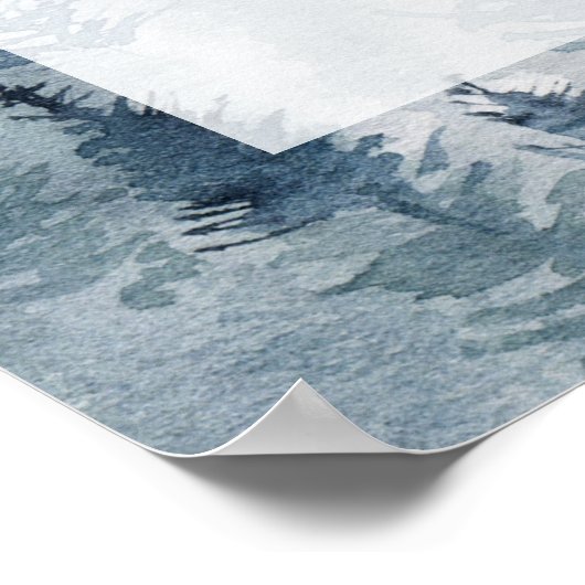 Winter Reverie | Blue Pine bruiloft welkom teken Poster (Hoek)