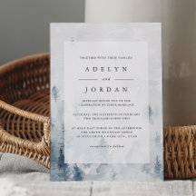 Winter Reverie Blue Watercolor Pine Wedding