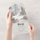 Winter Reverie bruiloft All In One Uitnodiging (Afscheurbaar)
