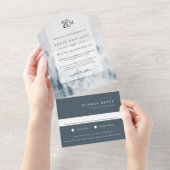 Winter Reverie Monogram Weddenschap All In One Uitnodiging (Afscheurbaar)