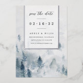 Winter Reverie | Waterverf Forest Save the Date Folie Uitnodiging (Voorkant)