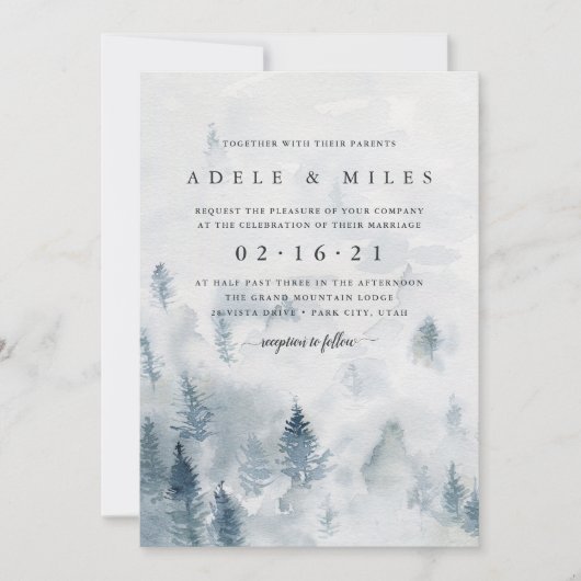 Winter Reverie Wedding Kaart (Voorkant)