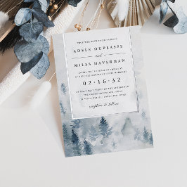 Winter Reverie Wedding Silver Folie Uitnodiging