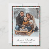Winter Ride Snow Fun Photo Plaid Christmas Kaart (Voorkant)